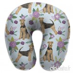 Travel Pillow Airedale Terrier Dog Breed Pet Quilt C Quilt Floral Coordinates Dog Memory Foam U Neck Pillow for Lightweight Support in Airplane Car Train Bus - B07VD5J2LS